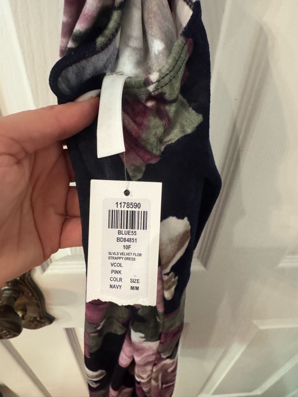 Floral Velvet Strappy Mini Dress - Navy/Pink